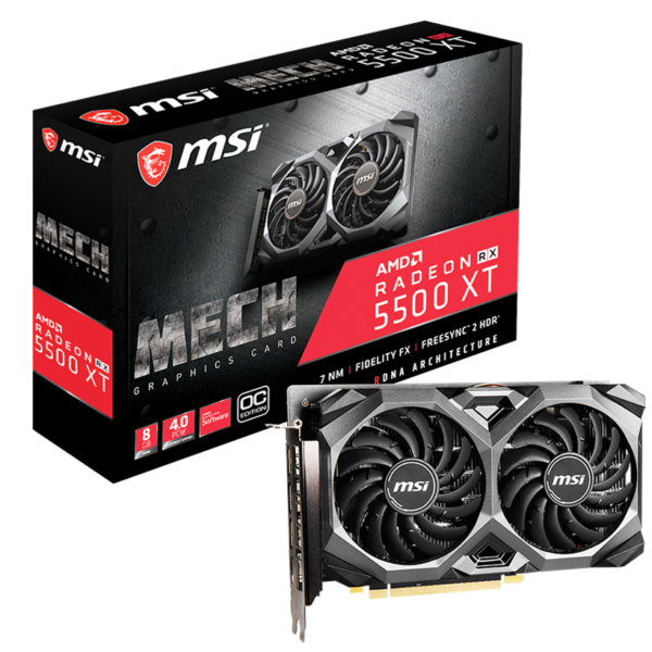 بطاقة جرافيك Rx 5500 XT 8GB MSI Mech - أداء قوي للألعاب والمهام الجرافيكية