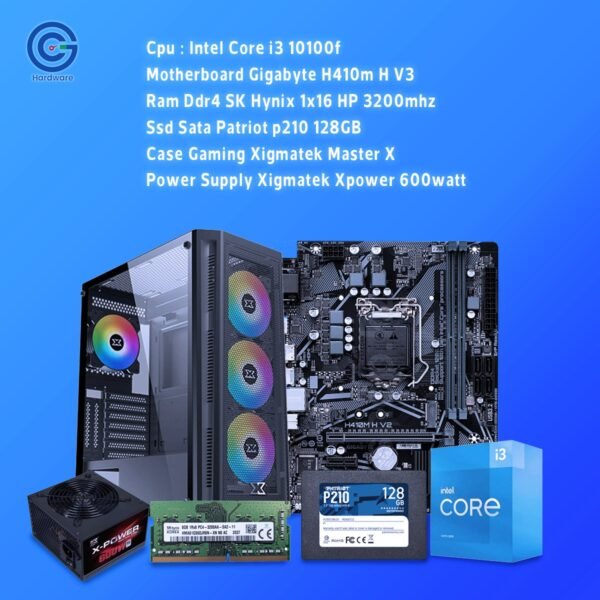 قوة الأداء الاقتصادي الأساسي: تجميعة Intel Core i3-10100F مع Gigabyte H410M H V3 و16GB RAM – مثالية للجيمنج الخفيف والاستخدام اليومي!
