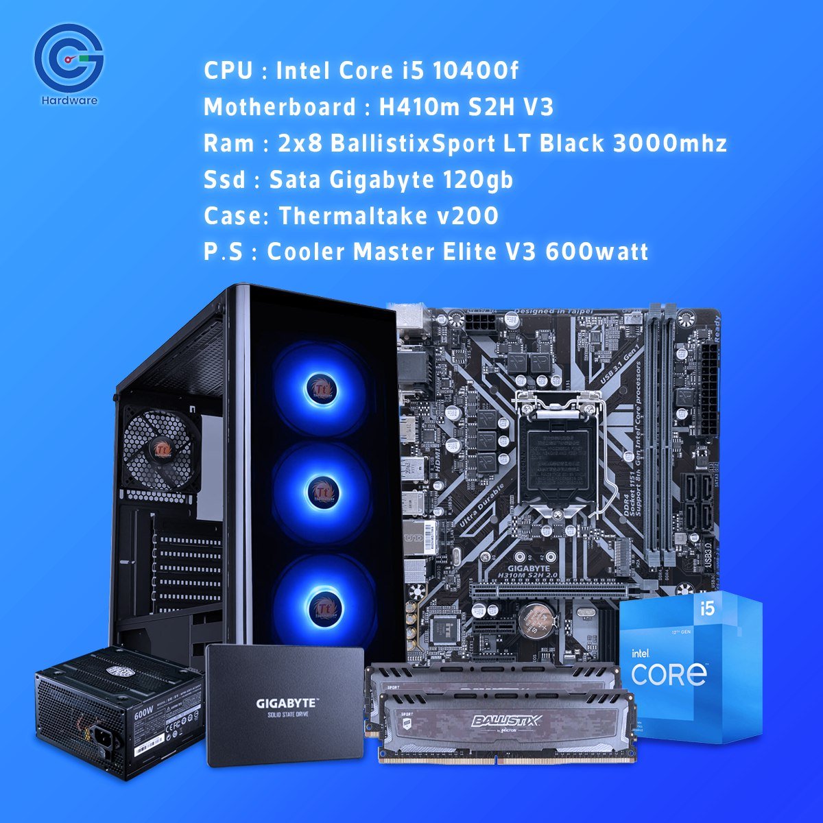 قوة الأداء الاقتصادي الكلاسيكي: تجميعة Intel Core i5-10400F مع Gigabyte H410M S2H V3 و16GB RAM – مثالية للجيمنج اليومي والمهام الأساسية!