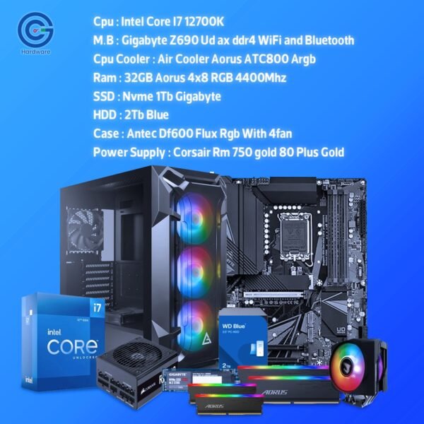 عملاق الأداء المتوازن: تجميعة Intel Core i7-12700K مع Gigabyte Z690 UD AX DDR4 و32GB RAM – قوة هائلة للجيمنج والرندر!