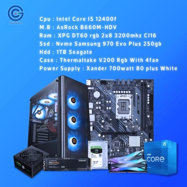 قوة الأداء اليومي الممتاز: تجميعة Intel Core i5-12400F مع ASRock B660M-HDV و16GB RAM – مثالية للجيمنج والعمل اليومي!