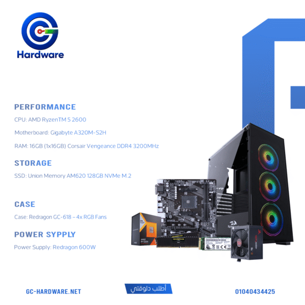 AMD Ryzen 5 2600 16GB RAM 128GB SSD Desktop PC Build