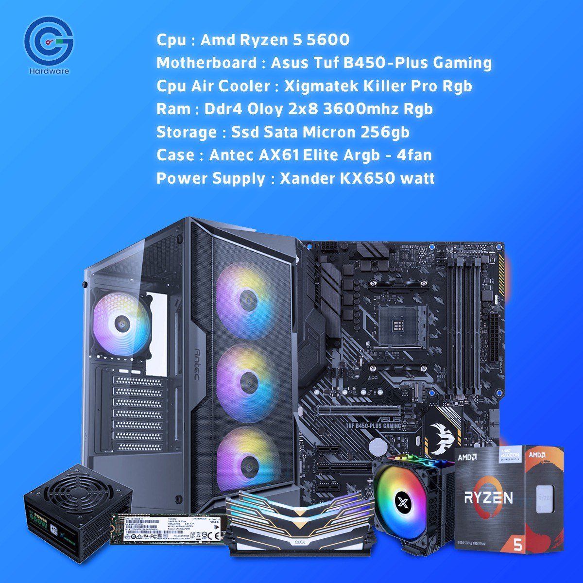 جهاز رايزن مناسب جدا للالعاب الحديثة و برامج الجرافيك و الذكاء الاصطناعي AMD Ryzen 5 5600 – ASUS TUF Gaming B450-Plus