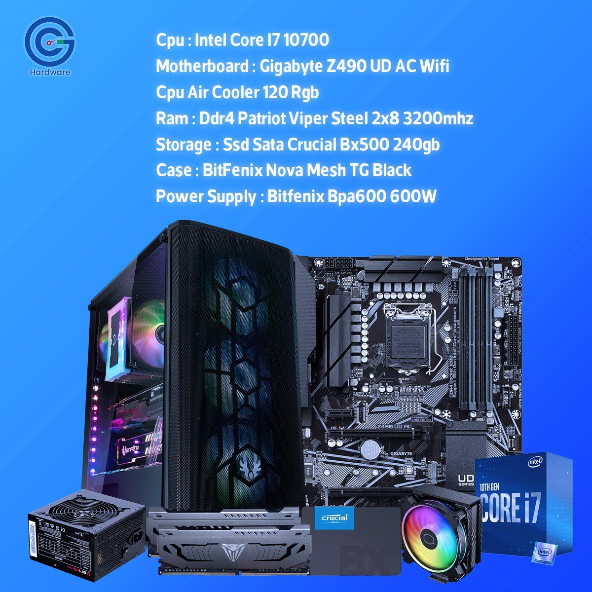 تجميعة مناسبة لاحدث الالعاب و اعمال الجرافيك و الذكاء الاصطناعي و قابلة للتحديث Intel Core i7-10700 – Gigabyte Z490 UD AC WiFi