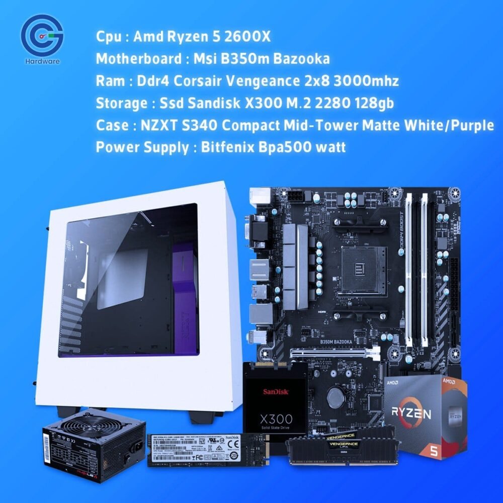 AMD Ryzen 5 2600X 16GB RAM 128GB SSD Desktop PC Build