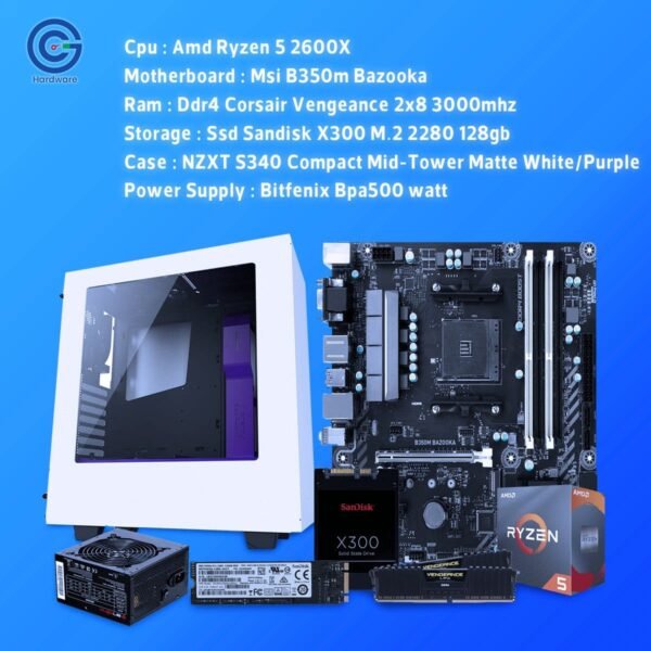 AMD Ryzen 5 2600X 16GB RAM 128GB SSD Desktop PC Build