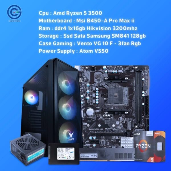 AMD Ryzen 5-3500 16GB RAM 128GB SSD Desktop PC Build