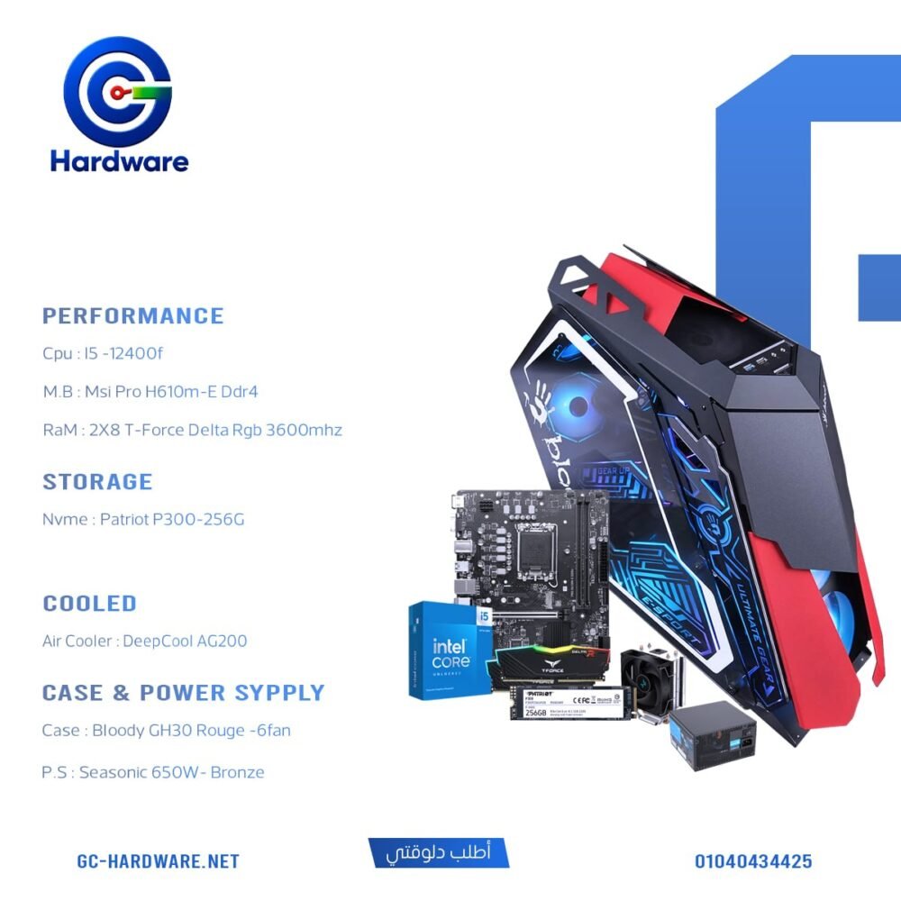Intel Core i5-12400F 16GB RAM 256GB SSD H610 Desktop PC Build - Darkflash DK352 Plus Seasonic 650W